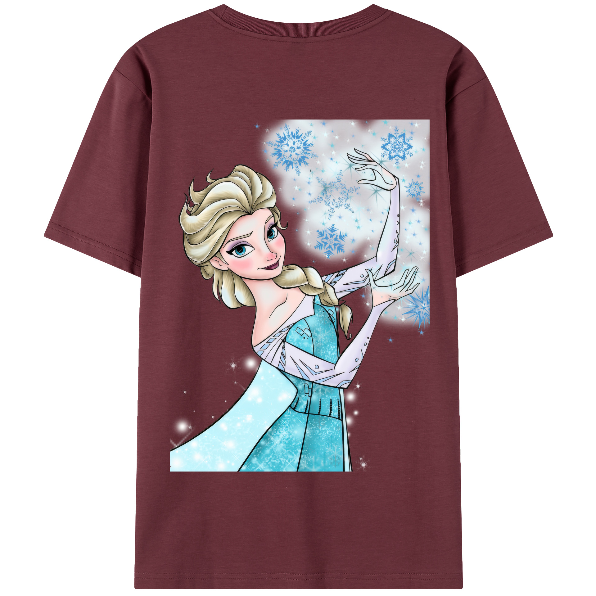 （画像用） アナと雪の女王 アンナ エルサ Frozen Anna Elsa 綿100％半袖Tシャツ（背面プリント）